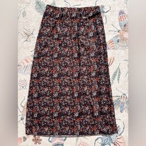Retro Fall Floral Brown and Orange Women's midaxi Skirt